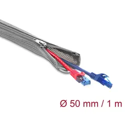 DELOCK Geflechtschlauch mit Reißverschluss 1 m x 50 mm grau