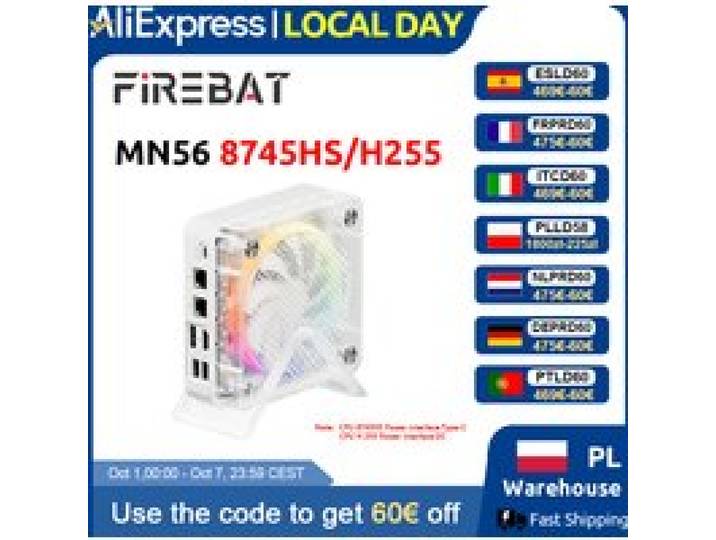 Firebat Mn56 Mini Pc Windows11 Amd R7-8745Hs Ddr5 16Gb+ 512Gb Ssd/Amd R7 H255 Lpddr5 24Gb+1Tb Ssd 8 Cores Desktop Computer Bt 5.2 Wifi6 HDMI Type-C USB