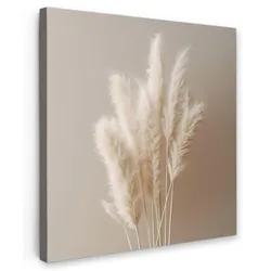 LEINWANDBILD Pampasgras - Federn - Pastell - Weiß Deko Wohnzimmer 20x20 cm
