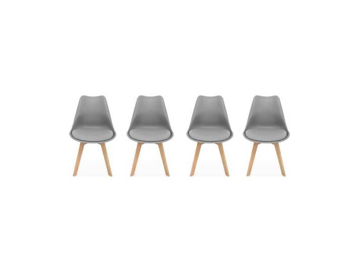 Lot de 4 chaises scandinaves. pieds bois de hêtre. chaises 1 place. gris