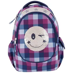 Depesche TOPModel Schulrucksack Pailletten Smiley blau