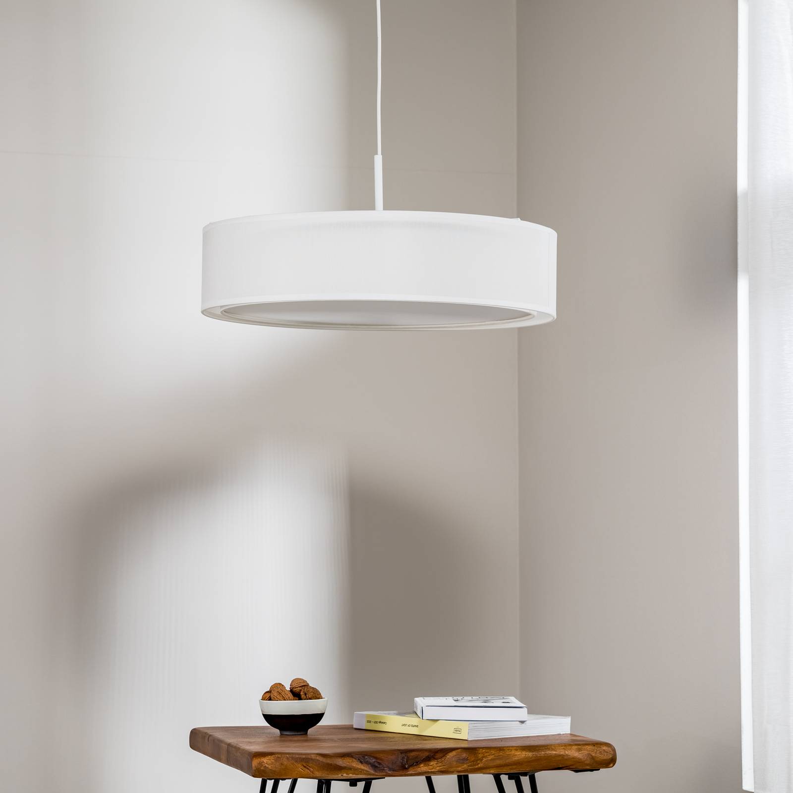 Hängelampe Mist Nowodvorski Lighting, dimmbar, weiß / opal, für Wohn- / Esszimmer, Textil / Stoff / Seide, Pendelleuchte