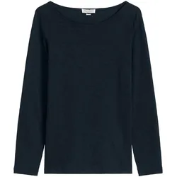 Marc O'Polo Damen Langarmshirt - T-SHIRT LONGSLEEVE, U-Boot-Ausschnitt, Baumwolle Dunkelblau / M