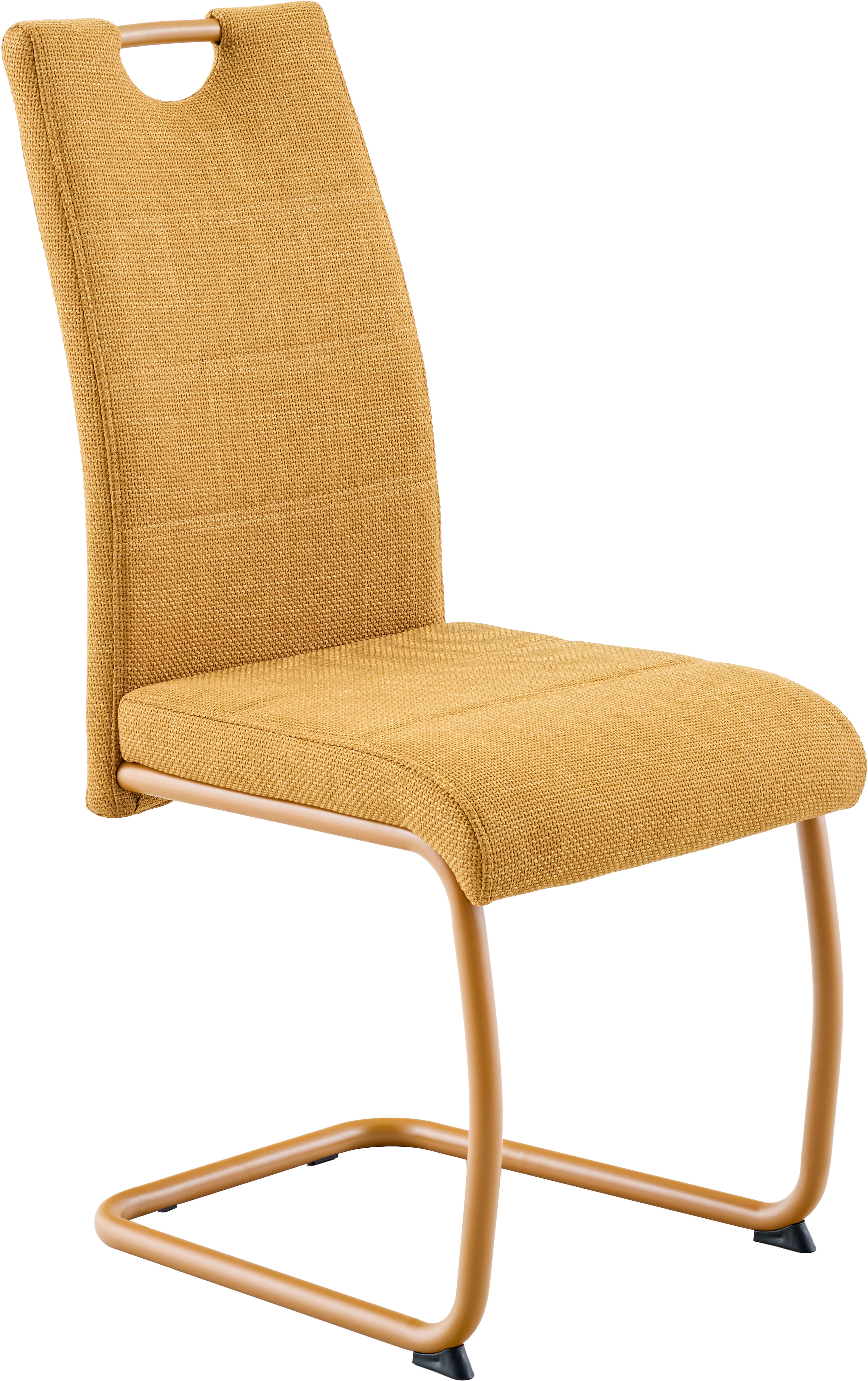 Freischwinger HELA "FLORENZ", gelb (gelb, gelb, gelb), B:43cm H:97,5cm T:61cm, Metall, Polyester, Stoff, Stühle, Freischwinger, Rundrohrgestell Matching Colour, gepolstert, mit Griff