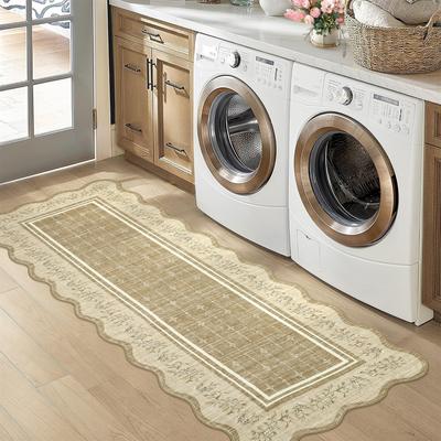 Garvee Scalloped Floral Bordered Area Rug