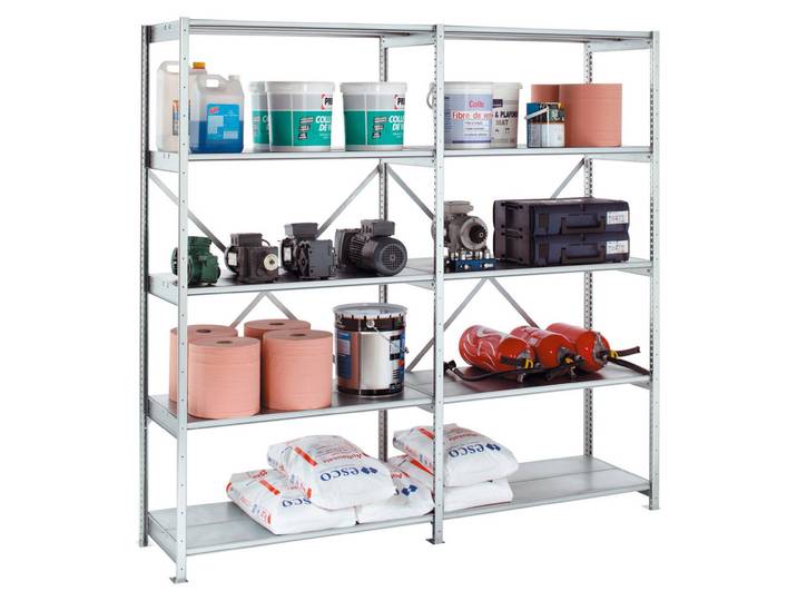 Rayonnage industriel acier 210 - Galvanisé - L. 100 cm x P. 50 cm - Elément Suivant