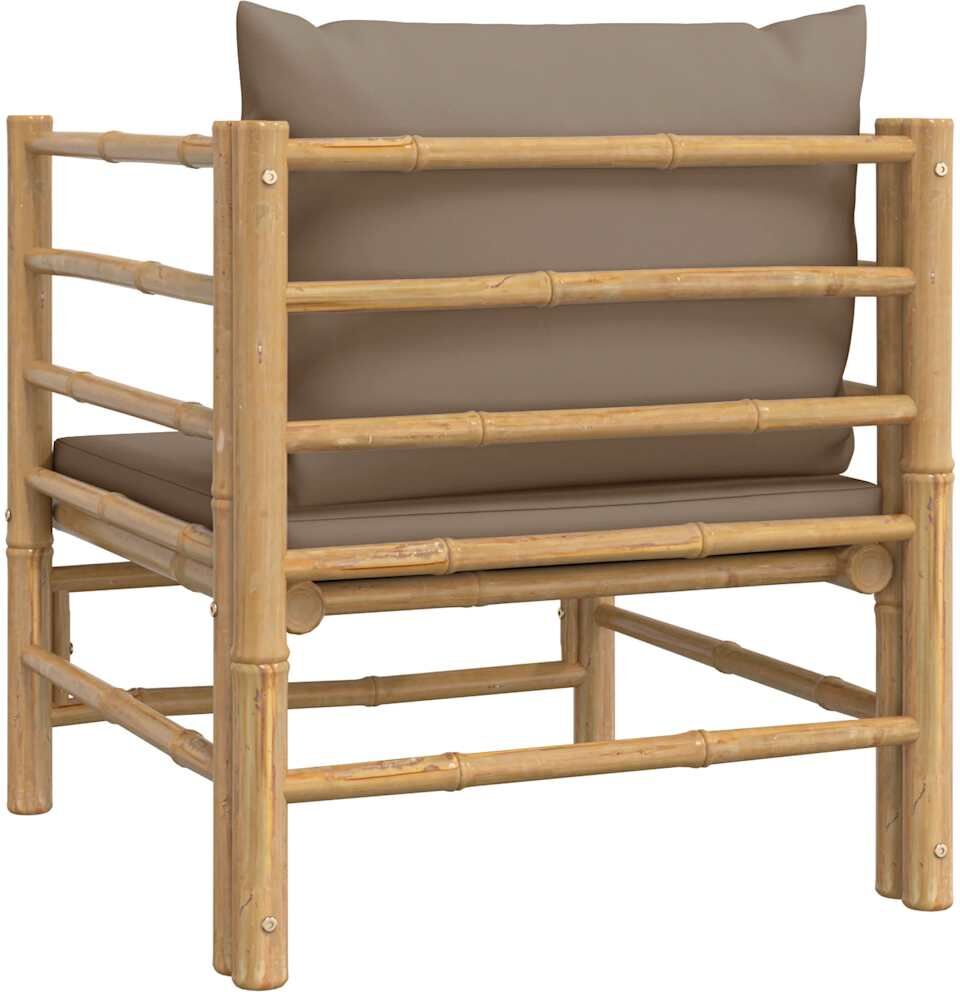 vidaXL Canapé de jardin avec coussins taupe bambou
