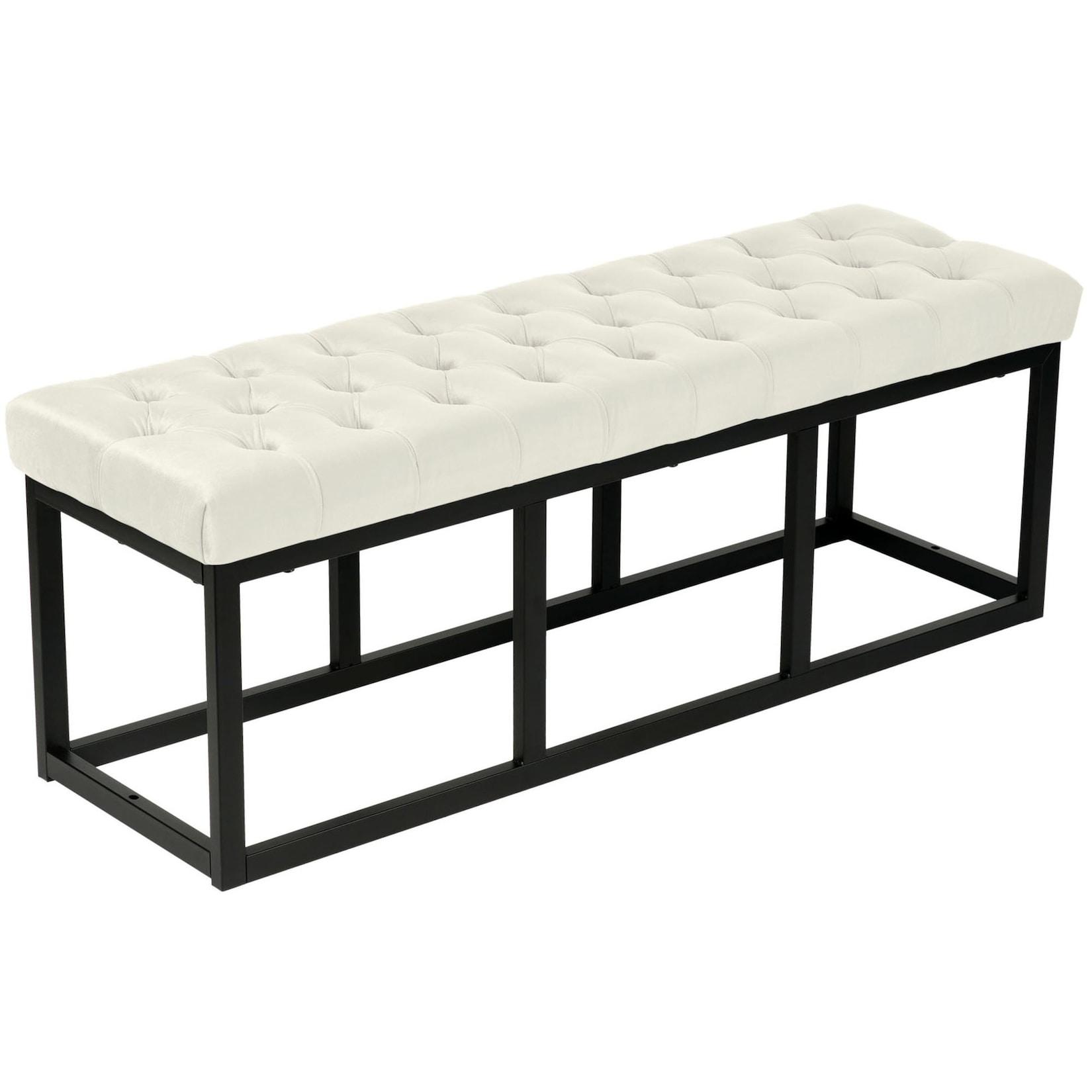CLP Sitzbank Polson, modern, schwarzes Metallgestell, gestepptes Samt, Bodenschoner, für Wohnzimmer, Flur oder Schlafzimmer