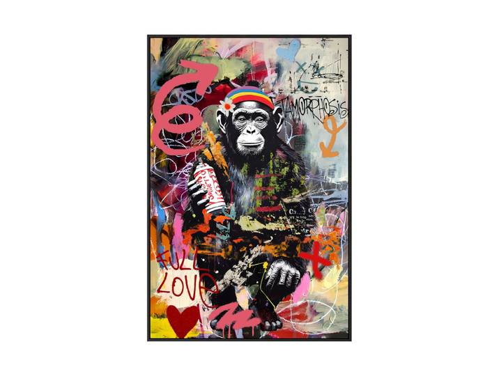 Handbemaltes, gerahmtes Bild „Love & Peace!“ 80 x 120 cm Multicolor Crea Collection