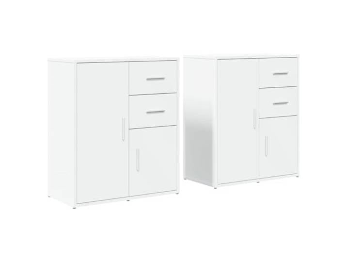 LASWWQMRF Sideboard 2er Set Weiß 60x31x70 cm Beistellschrank Kommode Praktisches 2er-Set Mehrzweckschränke für Wohnzimmer und Flur mit reichlich Stauraum auf kompakter Stellfläche.