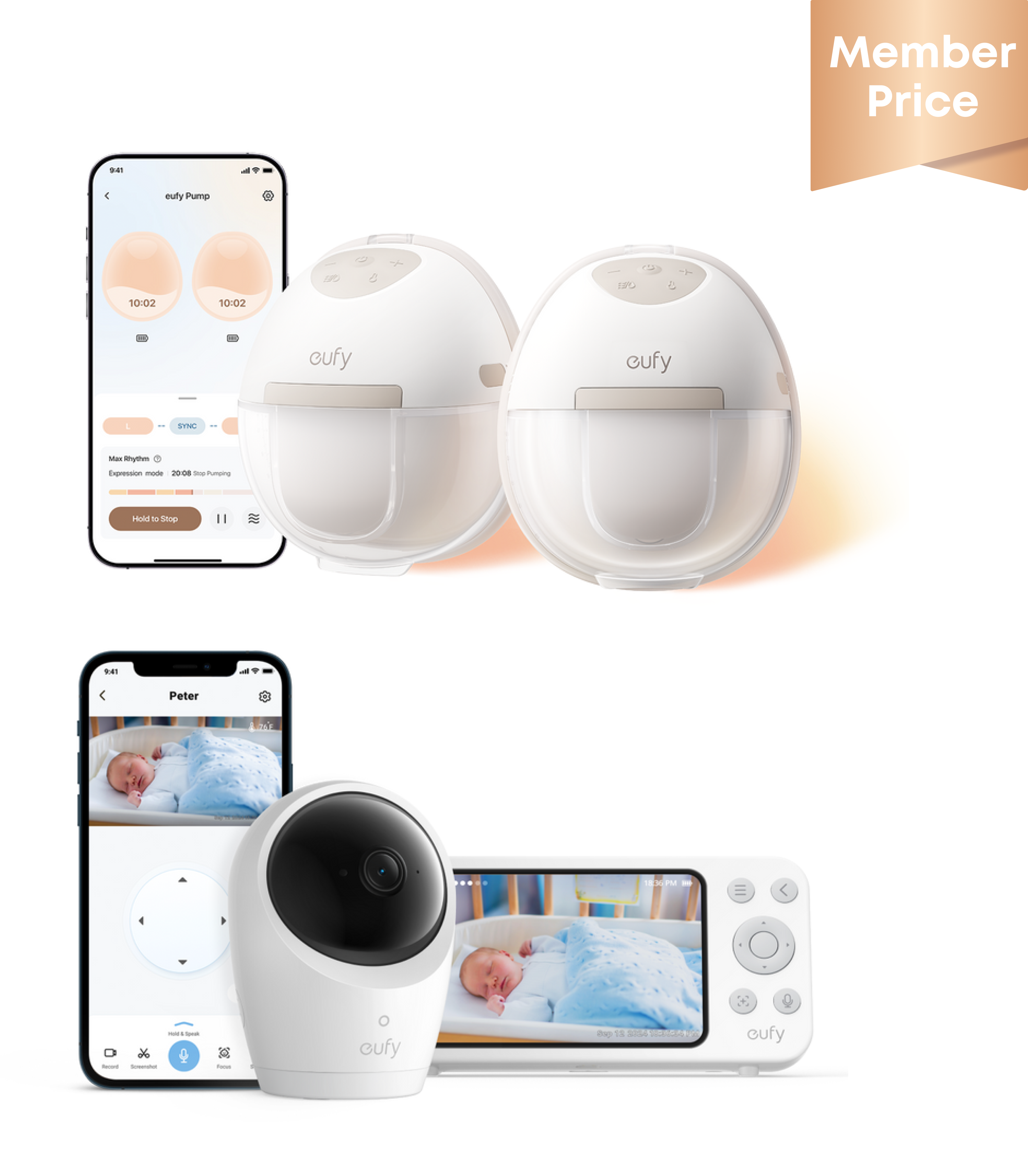 eufy Breast Pump E20 + Baby Monitor E20 White