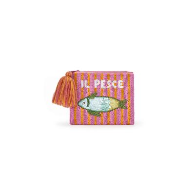 Clutch CODELLO "Il Pesce", Damen, Gr. M-L, pink (rosa), Obermaterial: 100% Baumwolle CO., Taschen, mit Quaste