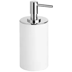 Brillantbad MAXIMA Seifenspender Polyresin Messing Chrom Weiß 72x175x86 mm, 250ml für Bad & Küche >> Freistehend anwendbar