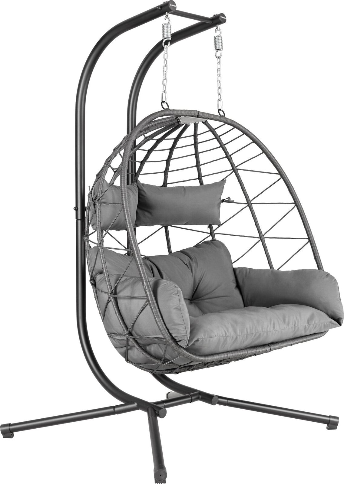 HinHocker Hangstoel voor 2 personen met frame, antraciet, XXL hangstoel voor binnen en buiten
