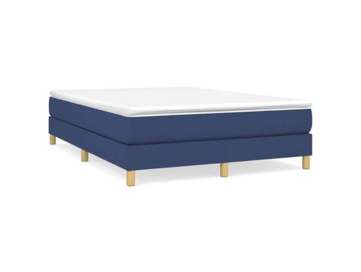 PUGYNBK Boxspringbett, Blau, 140 x 200 cm, mit Matratze Taschenfedern, mittlere Festigkeit, Holzlatten, atmungsaktiver Schutz