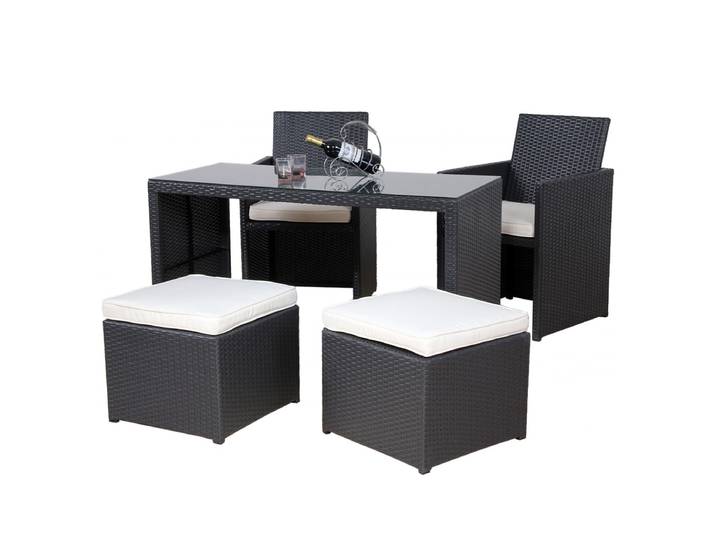 Love Seat CHERRY Rattan Garnitur schwarz/cremeweiss