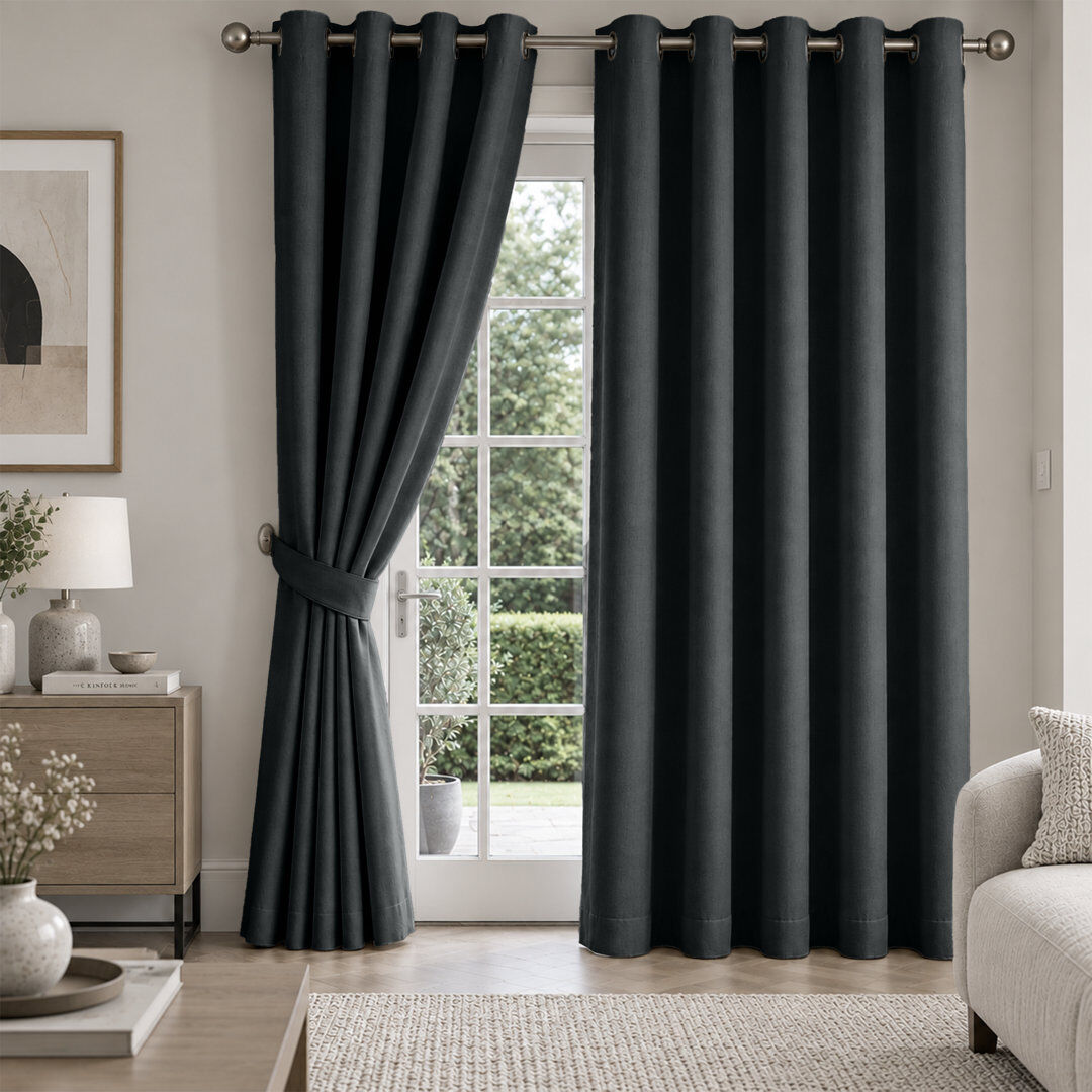 Langley Street Imperial Homeware London Blackout Curtains Black 229 × 274 cm
