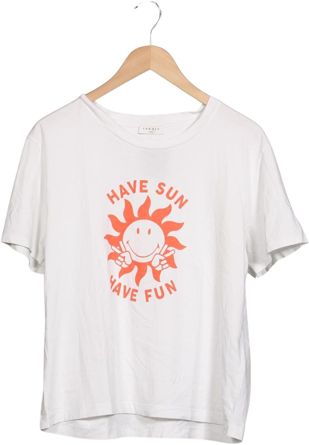 Sandro Damen T-Shirt, Weiß, Gr. EU 40 (Sandro 3), Baumwolle - Second Hand
