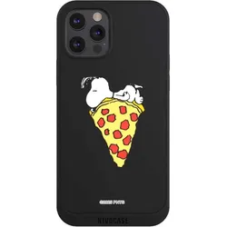 Nivocase Handyhülle für Apple iPhone 12 Pro Max Hülle NIVOpure Case Schwarz Pizza Peanuts Snoopy (Apple iPhone 12 Pro Max), Smartphone Hülle, Schwarz