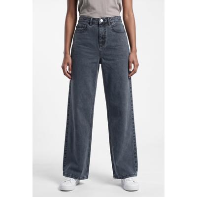 High-waist-Jeans VERO MODA "VMTHEA HR WIDE DENIM JEANS MIX", Damen, Gr. L, Länge 34, dunkelgrau denim detail:vi248, Denim/Jeans, Obermaterial: 99% Baumwolle, 1% Elasthan, unifarben, oversize lang, Jeans High-Waist-Jeans, Baumwollmischung, oversize,...