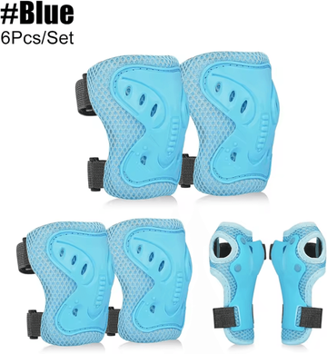 Inspire Curations Kids Knee Elbow Pads And Wrist Guards Set For Cycling Skating And Outdoor Sports blue 6pcs