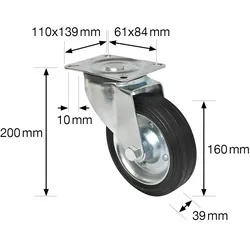 WAGNER® design yourself Transportgeräte-Lenkrolle RO 6160 silber