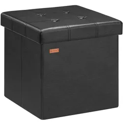 CASARIA® Faltbarer Sitzhocker mit Stauraum Kunstleder Schwarz