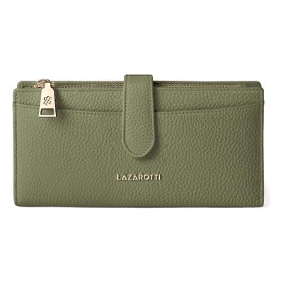 Geldbörse LAZAROTTI "Bologna Leather Geldbörse Leder 20 cm", Damen, grün (oliv), Leder, Kleinlederwaren