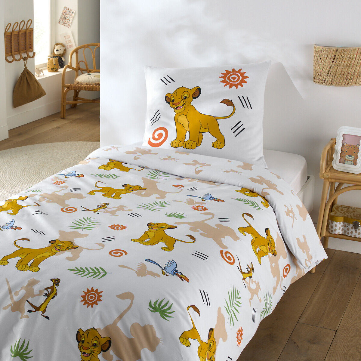 DISNEY LE ROI LION Parure de lit enfant, coton, DISNEY Roi Lion Pampa