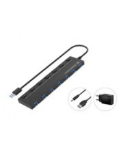 Conceptronic USB-Hub 7-Port 3.0 ->7x3.0 m.Netzteil sw 7 (HUBBIES19BP)