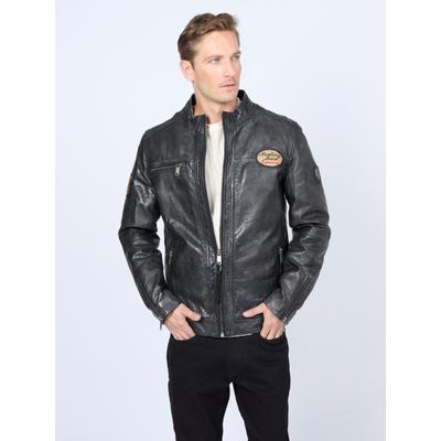 Lederjacke MUSTANG "Varberg", Herren, Gr. 3XL, schwarz, Obermaterial: 100% Büffelleder. Futter: 100% Baumwolle. Ärmelfutter: 100% Polyester, ohne Bündchen, Jacken