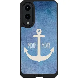 Nivocase Handyhülle für Samsung Galaxy S25 Edge Hülle NIVOpure Case Schwarz Anker Blau maritim (Samsung Galaxy S25 Edge), Smartphone Hülle, Blau, Schwarz