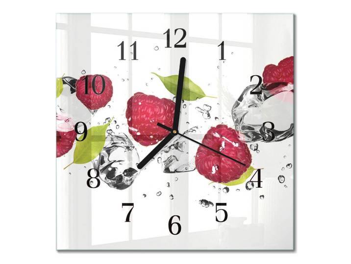 Tulup Wanduhr 30x30 cm - Himbeeren, Rot, Glas, Quadratisch, 30x30x0.4 cm, Dekoration, Uhren, Wanduhren