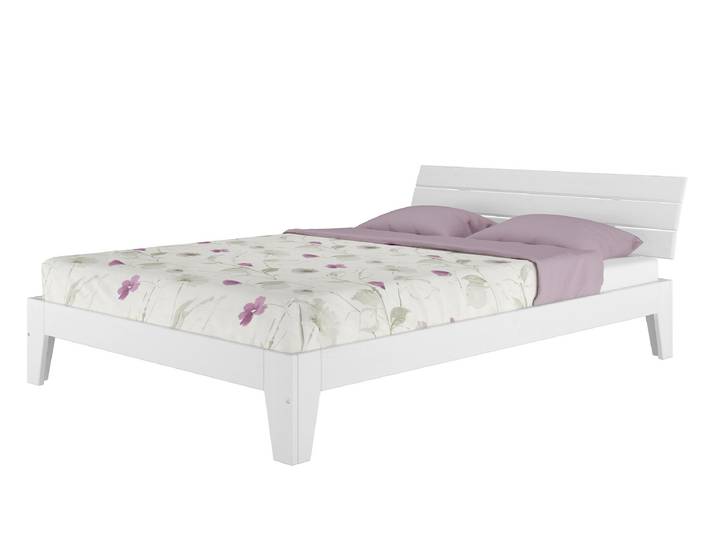 Doppelbett Massivholzbett Kiefer weiß überlang 160x220 cm