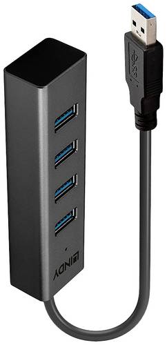 LINDY 43324 USB-Hub 4 Port USB-A USB 3.1 Gen1 5 GBit/s Schwarz 43324