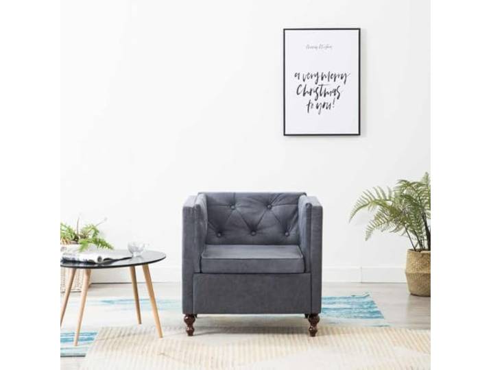 NLQMSU Grauer Sessel mit Holzrahmen für Wohnzimmer, Büro, Schlafzimmer Schaumstoffgepolsterte Sitzfläche, optimaler Komfort, Unterstützung 110 kg, elegantes Design, Montage erforderlich