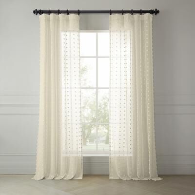 Exclusive Fabrics Strasbourg Dot Patterned Faux Linen Sheer Curtain (1 Panel)