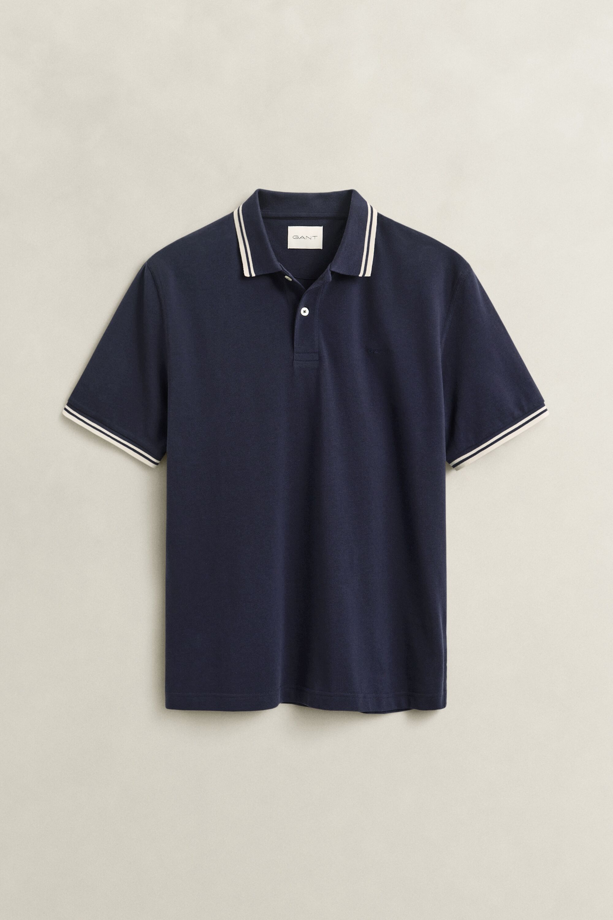 Poloshirt GANT "TIPPING", Herren, Gr. S, blau (evening blau), Piqué, Obermaterial: 100% Baumwolle, regular fit normal, Shirts Poloshirt evening blau S