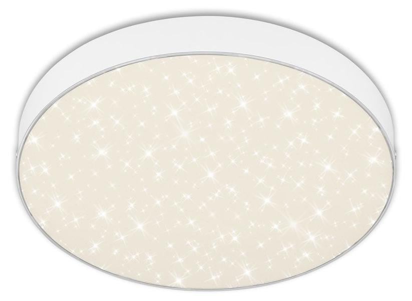 Briloner LED-plafondlamp Flame Star wit rond met sterrenhemelmotief Ø 28,7 cm