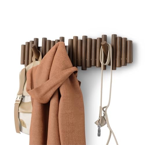 Umbra Picket Wandkapstok van Grenenhout met 8 Haken, Bruin, Breedte: 61 cm