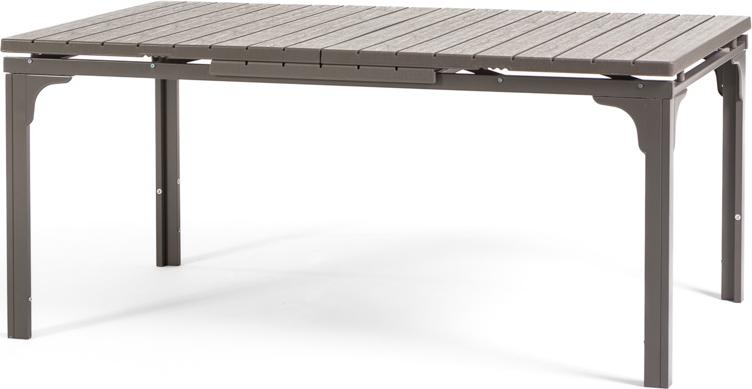 Ausziehbarer Außentisch 180/240x90cm, Stahlstruktur, Holzeffekt-Tischplatte, 10 Personen, für Garten oder Terrasse - THOMAS XL - Beige