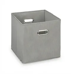 Relaxdays Aufbewahrungsbox 4er Set, faltbare Regalboxen, HxBxT: 30x30x30 cm, mit Griffen, Faltboxen für Regale, grau
