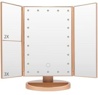 Fusion Finds Portable LED Makeup Mirror With Lights, Trifold Touch Control Vanity Mirror rose Gold