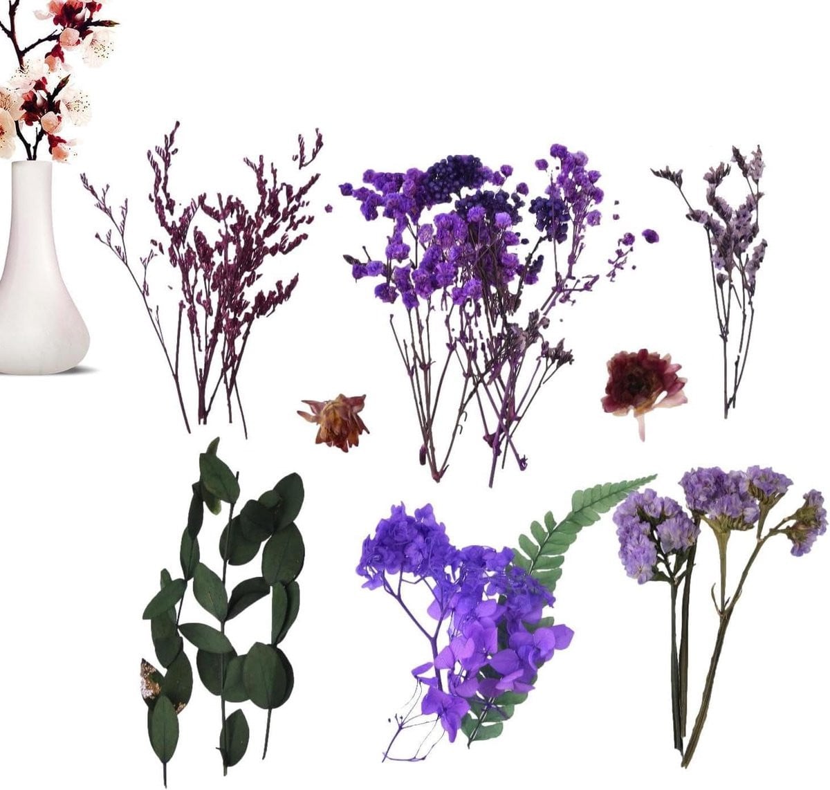 Gedroogde bloemen voor creatieve projecten - Natuurlijke decoratie - 60 gram - Willekeurige kleuren