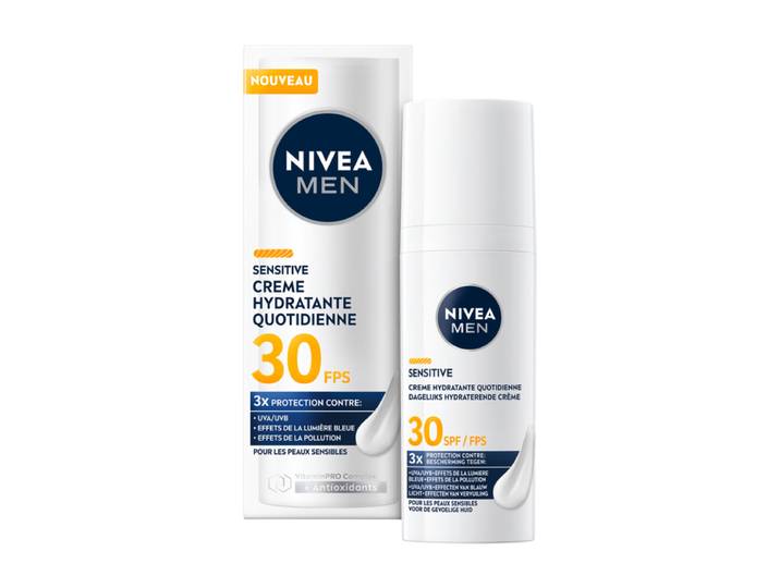 NIVEA MEN Sensitive Dagelijkse Beschermende Hydraterende Crème - Gezichtscrème - Gevoelige huid - SPF30 - 50 ml