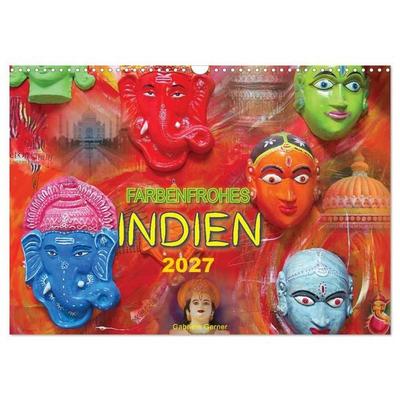 Farbenfrohes Indien (Wandkalender 2027 DIN A3 quer), CALVENDO Monatskalender