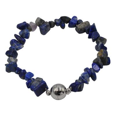 Armband STEUER "Splitter- Lapislazuli blau", blau, Armbänder, Damen, 19cm, Metall, Armband