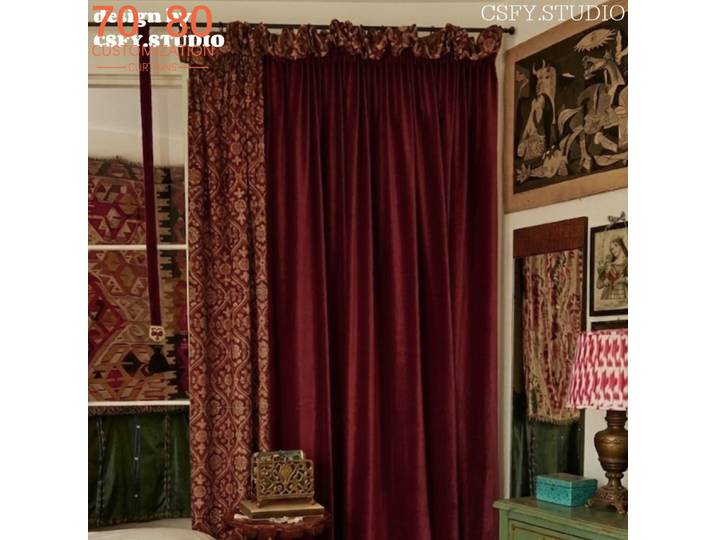 Nouveaux rideaux épais en velours rouge rétro à motifs, pour salon, chambre à coucher, rideaux de séparation, produits finis personnalisés