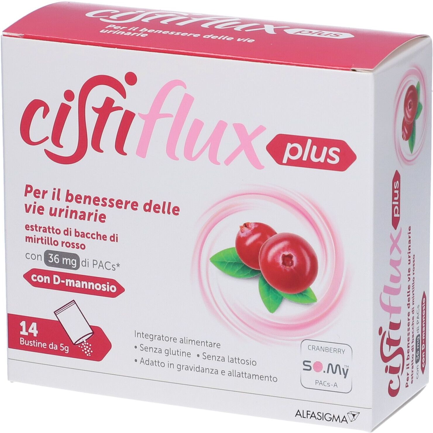 ALFASIGMA SpA Cistiflux A Plus 36+D Integratore Per Le Vie Urinarie, 14 Bustine