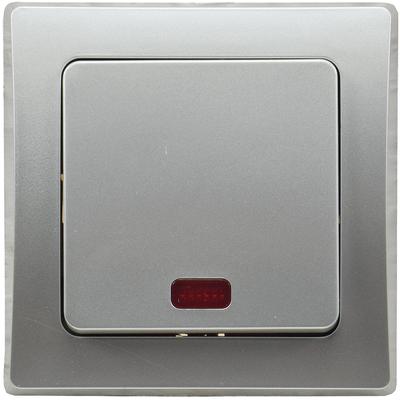 ChiliTec DELPHI Kontroll-Schalter mit Lämpchen 250V AC / 10A, inkl. Rahmen, UP, silber